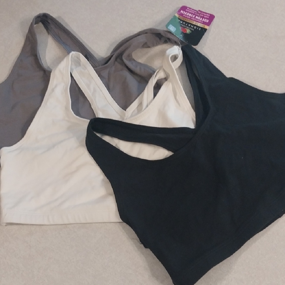 Fruit of the Loom 3-Pack Racerback Bralettes in Black, White, Gray